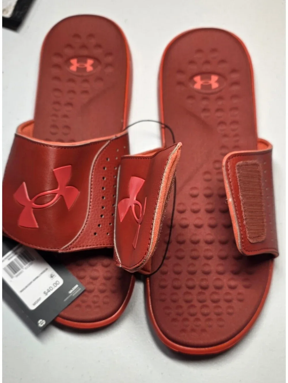 Under Armour Adjustable Red Slide Sandals - Size 10 - New with Tags